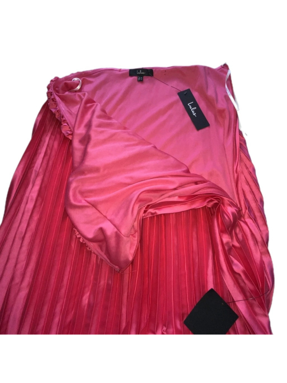 Lulus Divian XL Hot Pink Ombre Strapless Pleated Maxi Dress Barbiecore Prom - Picture 5 of 10